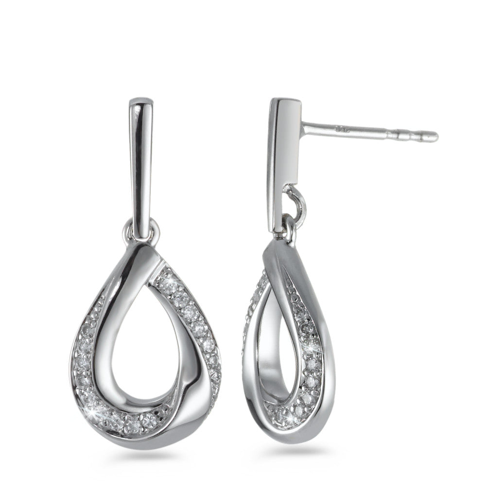 Örhängen 750/18 K vitguld diamant vit, 0.16 ct, 34 stenar, [Brillant], w-si