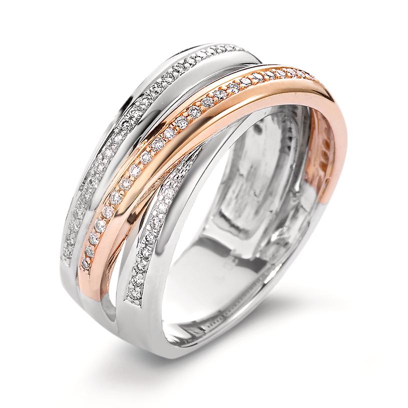 Finger ring 750/18 K vitguld, 750/18 K rött guld diamant vit, 0.30 ct, 79 stenar, [Brillant], w-si