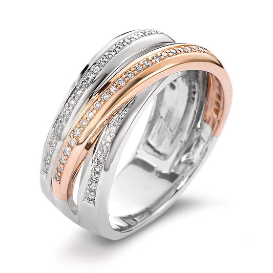 Finger ring 750/18 K vitguld, 750/18 K rött guld diamant vit, 0.30 ct, 79 stenar, [Brillant], w-si