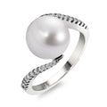 Finger ring 750/18 K vitguld diamant vit, 0.15 ct, 22 stenar, [Brillant], w-si Sötvattensodlad pärla, 22 Pärlor, 9.5 mm