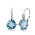Örhängen 750/18 K vitguld topas blå, 2 stenar, diamant 0.09 ct, 6 stenar, [Brillant], w-si