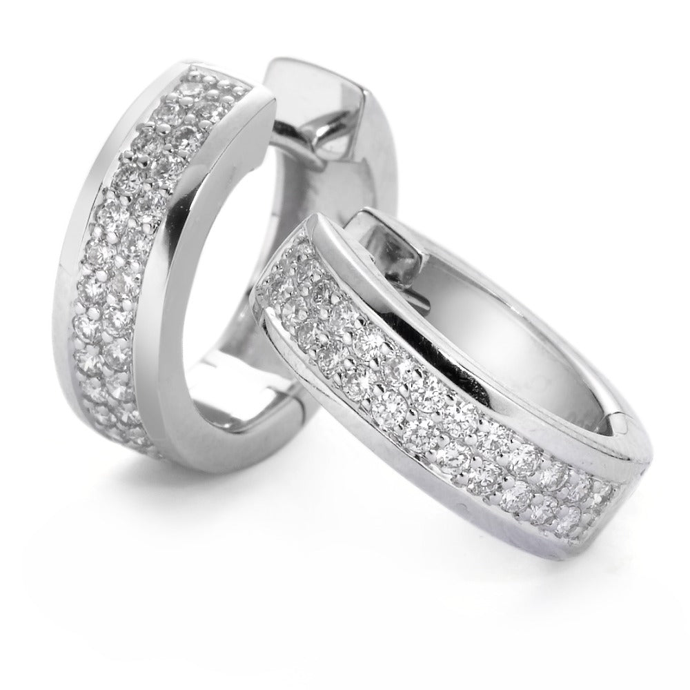 Hopfällbara örhängen 750/18 K vitguld diamant vit, 0.50 ct, 50 stenar, [Brillant], w-si