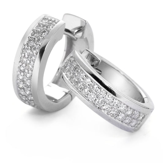 Hopfällbara örhängen 750/18 K vitguld diamant vit, 0.50 ct, 50 stenar, [Brillant], w-si