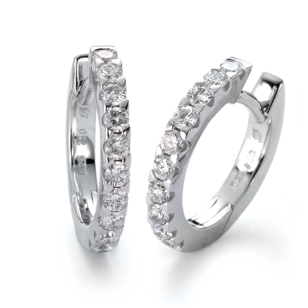 Hopfällbara örhängen 750/18 K vitguld diamant vit, 0.50 ct, 20 stenar, [Brillant], w-si