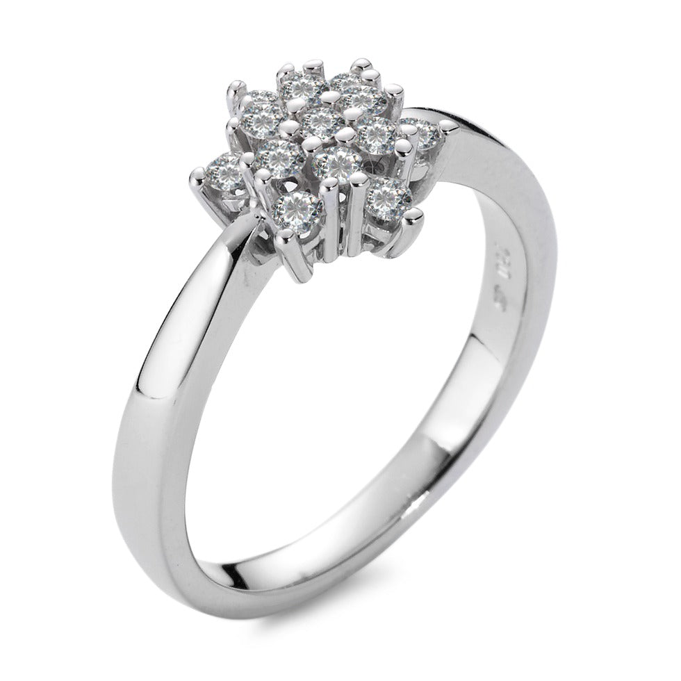 Finger ring 750/18 K vitguld diamant vit, 0.33 ct, 13 stenar, [Brillant], w-si stjärna