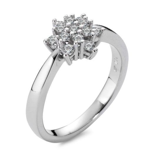 Finger ring 750/18 K vitguld diamant vit, 0.33 ct, 13 stenar, [Brillant], w-si stjärna