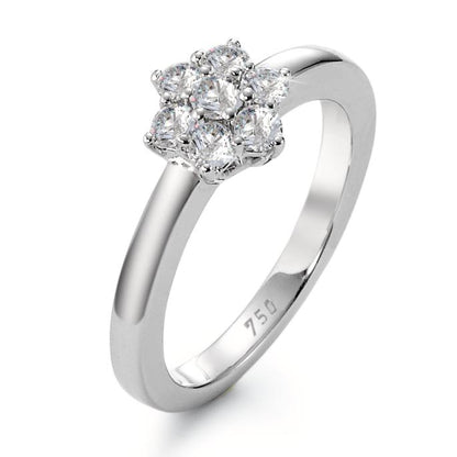 Solitärring 750/18 K vitguld diamant vit, 0.50 ct, 7 stenar, [Brillant], w-si