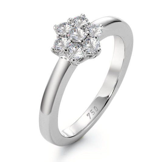 Solitärring 750/18 K vitguld diamant vit, 0.50 ct, 7 stenar, [Brillant], w-si