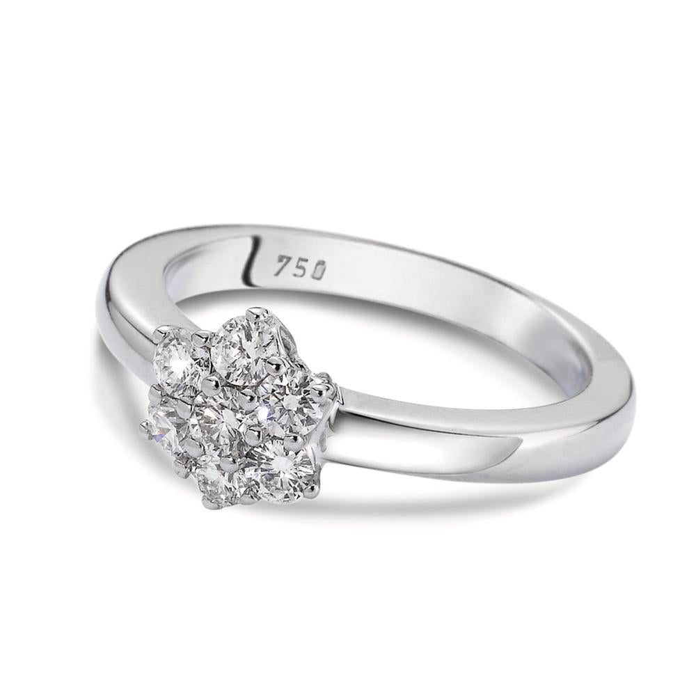 Solitärring 750/18 K vitguld diamant vit, 0.50 ct, 7 stenar, [Brillant], w-si