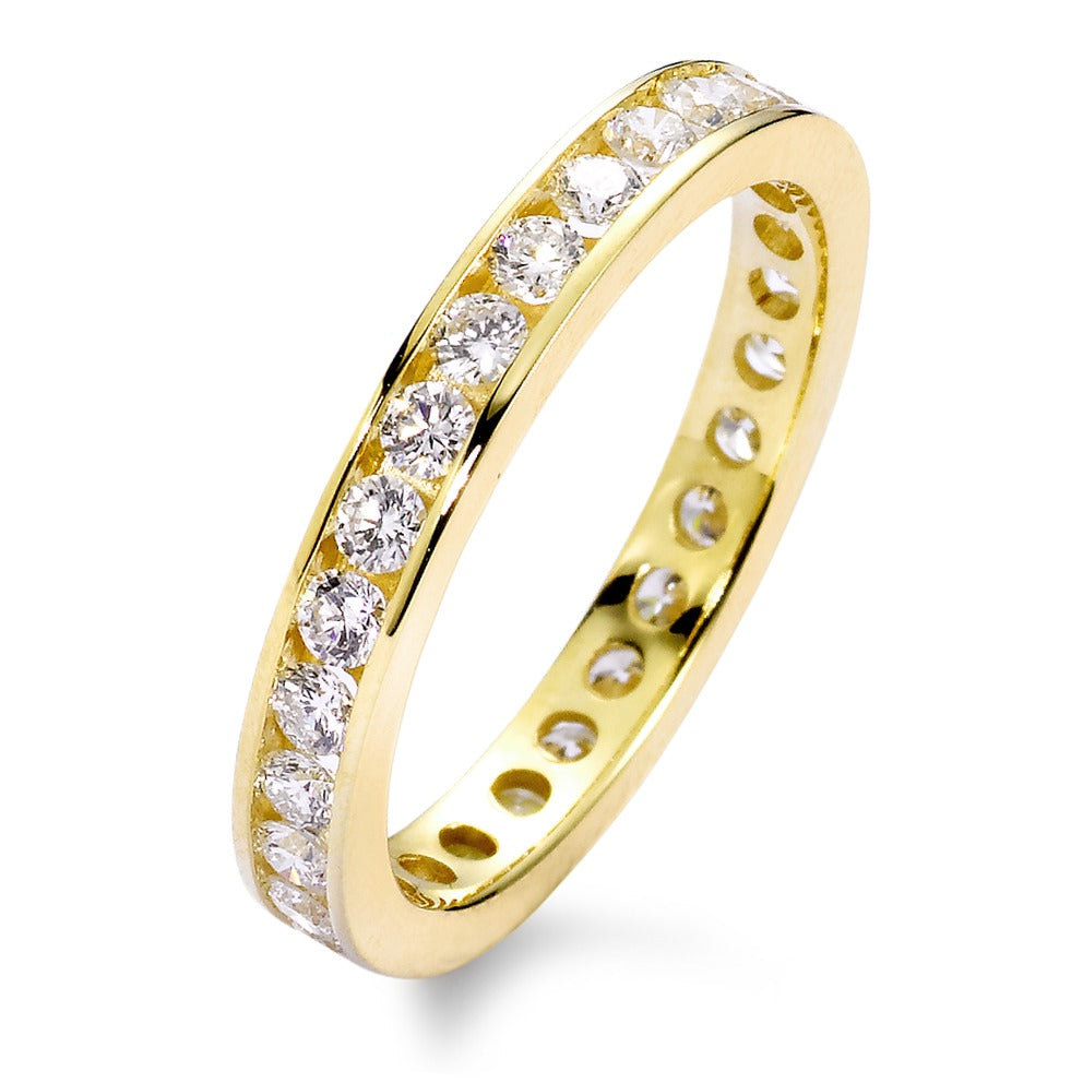 Minnesring 750/18 K gult guld diamant vit, 1 ct, 33 stenar, [Brillant], w-si