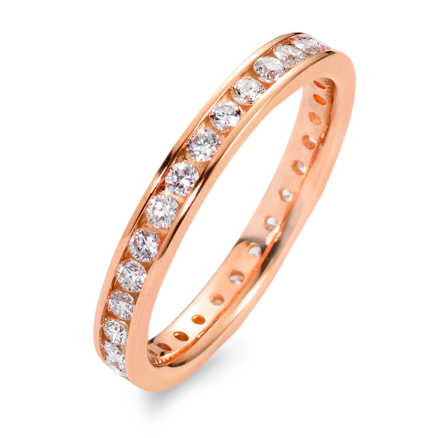 Minnesring 750/18 K rött guld diamant vit, 0.65 ct, 34 stenar, [Brillant], w-si