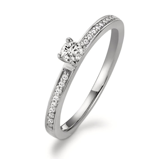 Solitärring 750/18 K vitguld diamant vit, 0.20 ct, [Brillant], w-si Ø3 mm