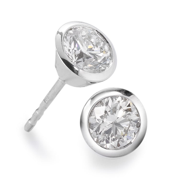 Örhängen med knoppar 750/18 K vitguld diamant vit, 0.35 ct, 2 stenar, [Brillant], w-si Ø5 mm