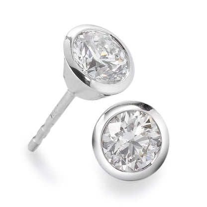 Örhängen med knoppar 750/18 K vitguld diamant vit, 0.35 ct, 2 stenar, [Brillant], w-si Ø5 mm
