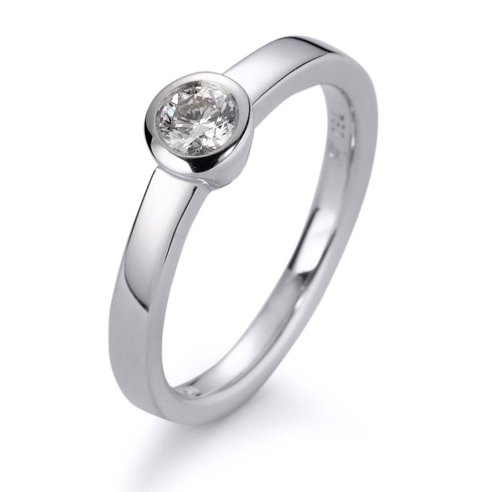 Solitärring 750/18 K vitguld diamant vit, 0.20 ct, [Brillant], w-si