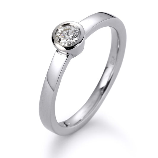 Solitärring 750/18 K vitguld [Diamant] [weiss], 0.25 ct, [Brillant], w-si