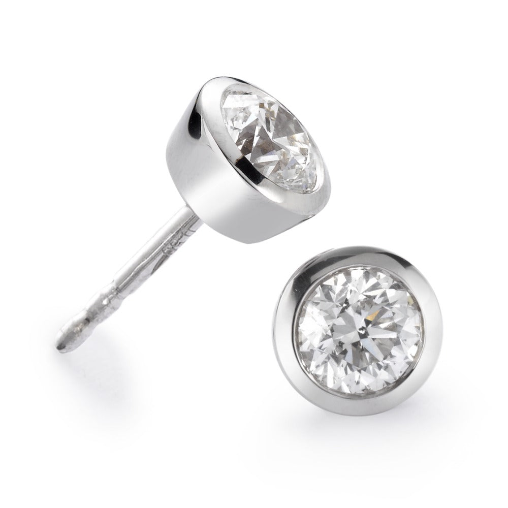 Örhängen med knoppar 750/18 K vitguld diamant vit, 0.50 ct, 2 stenar, [Brillant], w-si Ø5.5 mm