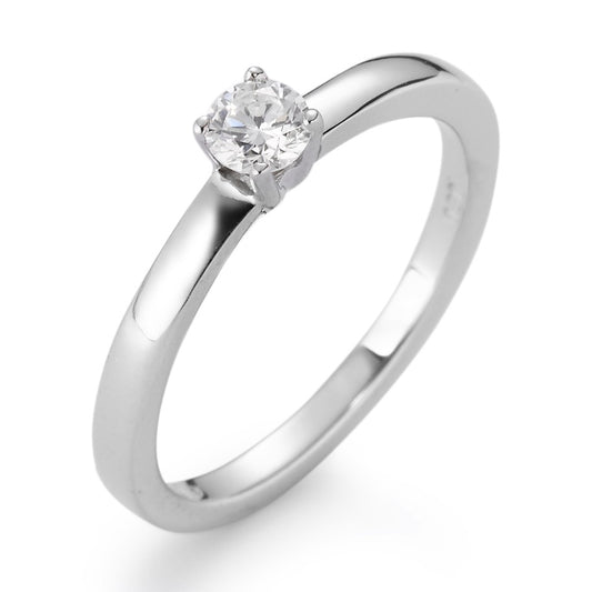 Solitärring 750/18 K vitguld [Diamant] [weiss], 0.20 ct, [Brillant], w-si