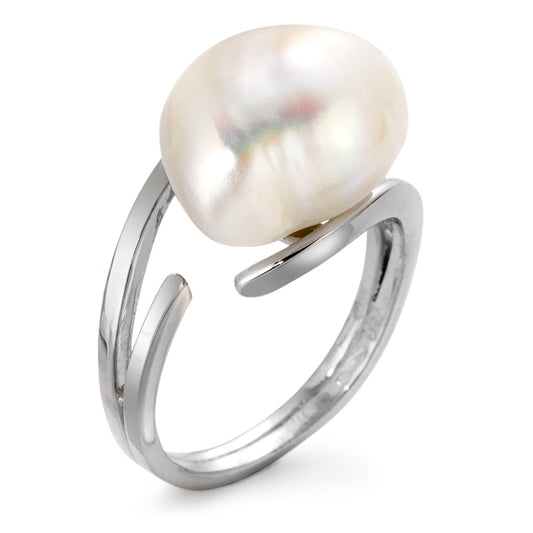 Finger ring 750/18 K vitguld Sötvattensodlad pärla vit, 13 mm
