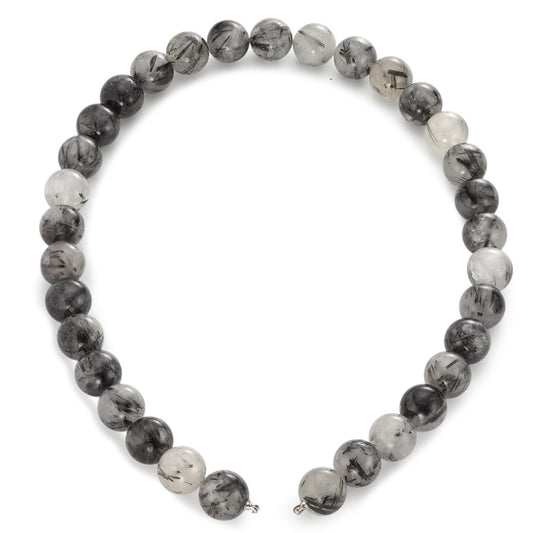 Collier rostfritt stål bergkristall flerfärgad, 14 mm, onyx 16 mm 45 cm Ø14 mm