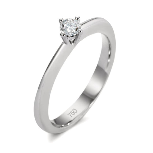Solitärring 750/18 K vitguld [Diamant] [weiss], 0.15 ct, si