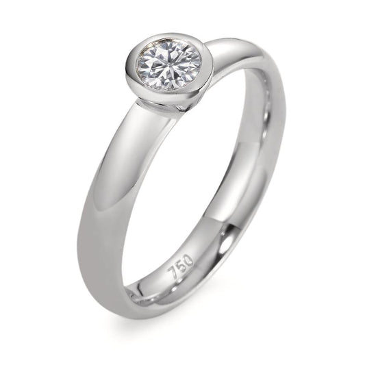 Solitärring 750/18 K vitguld [Diamant] [weiss], 0.25 ct, si