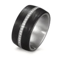 Finger ring rostfritt stål, Kol diamant vit, 0.175 ct, 25 stenar, w-si