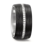 Finger ring rostfritt stål, Kol diamant vit, 0.175 ct, 25 stenar, w-si