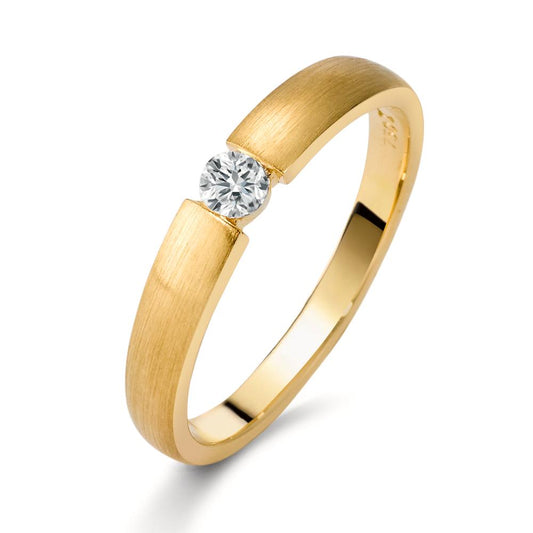 Solitärring 750/18 K gult guld diamant 0.10 ct, w-si