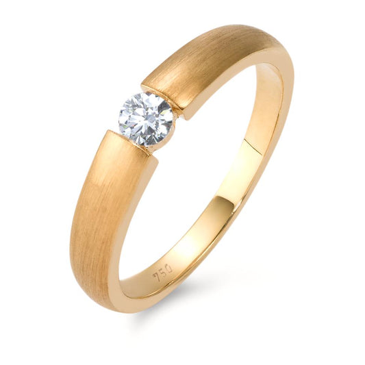 Solitärring 750/18 K gult guld [Diamant] 0.15 ct, w-si