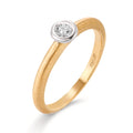 Solitärring 750/18 K gult guld, 750/18 K vitguld diamant 0.08 ct, w-si