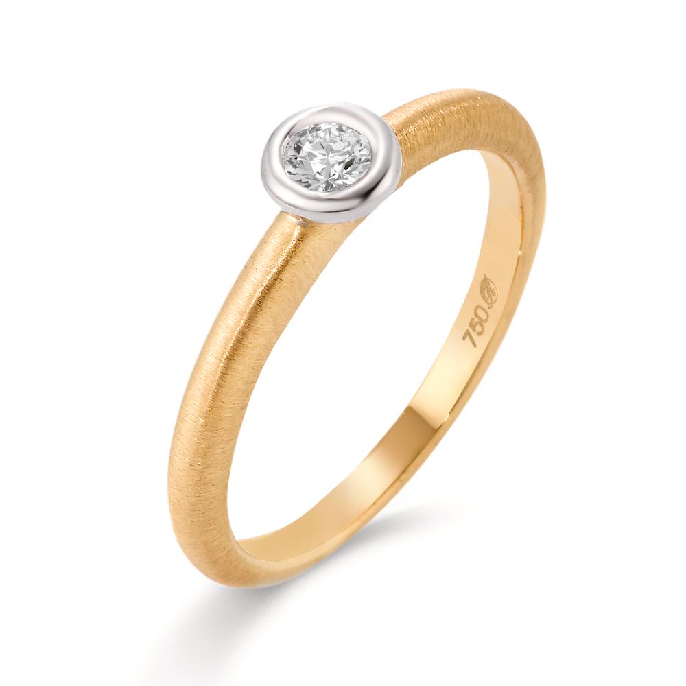 Solitärring 750/18 K gult guld, 750/18 K vitguld diamant 0.08 ct, w-si