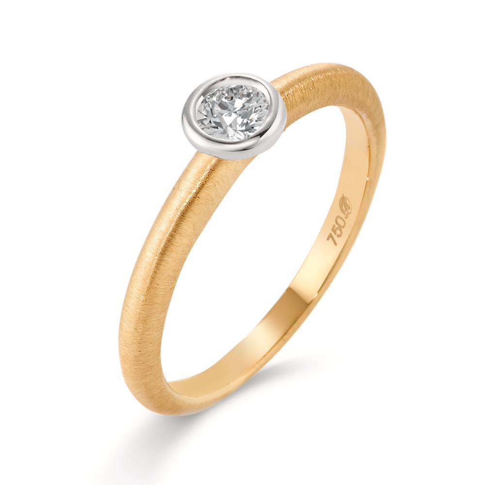 Solitärring 750/18 K gult guld, 750/18 K vitguld diamant 0.15 ct, w-si