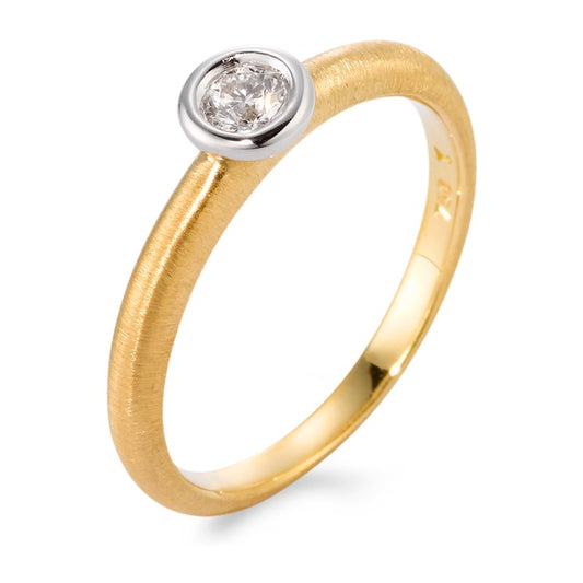 Solitärring 750/18 K gult guld, 750/18 K vitguld [Diamant] 0.23 ct, w-si