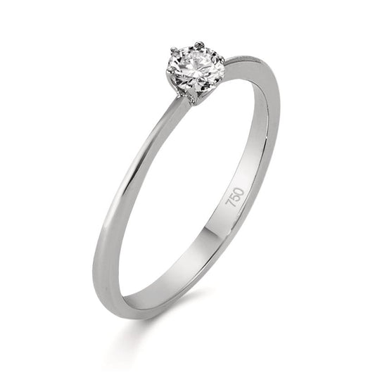 Solitärring 750/18 K vitguld [Diamant] 0.20 ct, w-si