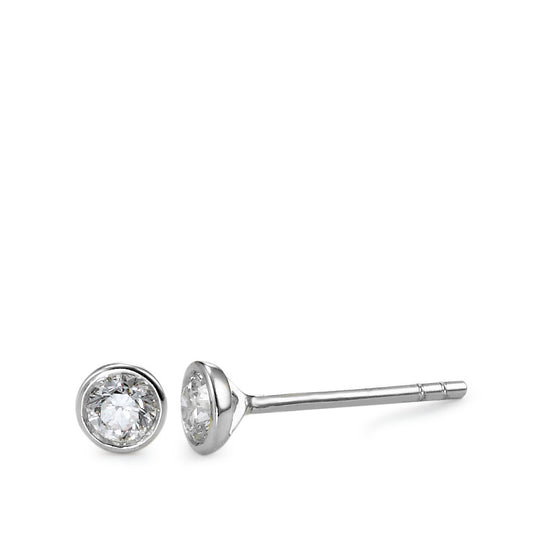 Örhängen med knoppar 750/18 K vitguld diamant 0.25 ct, 2 stenar, w-si Ø4 mm