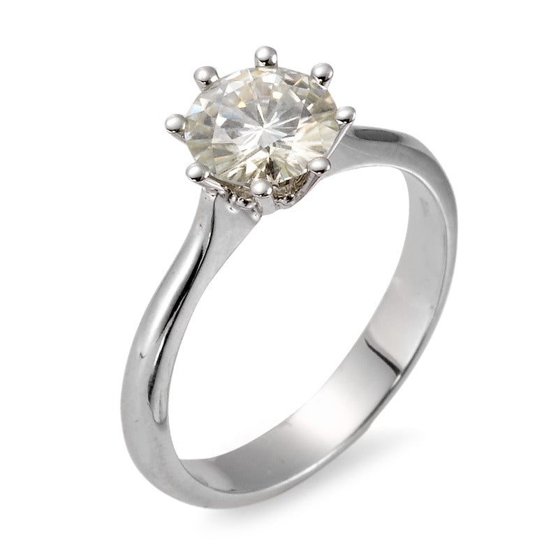 Solitärring 750/18 K vitguld Moissanit rodiumpläterad Ø7 mm