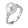 Finger ring 750/18 K vitguld diamant 0.24 ct, 2 stenar, w-si Sötvattensodlad pärla vit, 10 mm