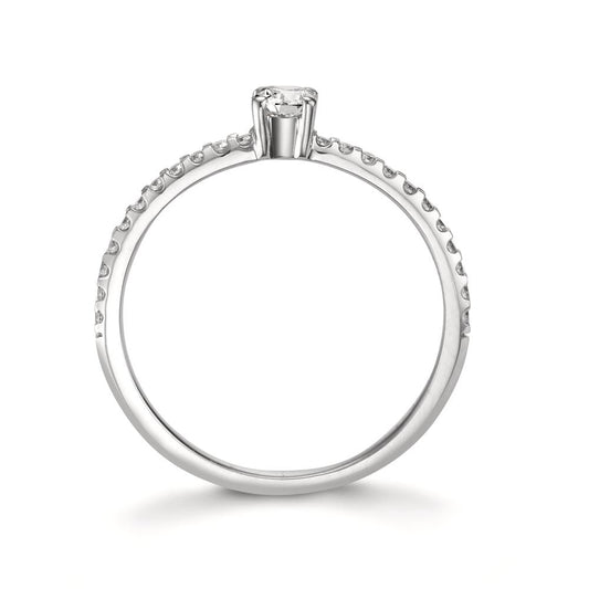 Solitärring 750/18 K vitguld [Diamant] 0.31 ct, 23 stenar, w-si