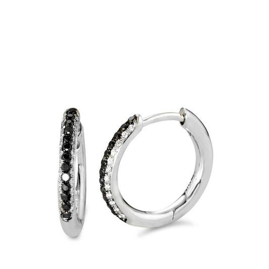 Hopfällbara örhängen 750/18 K vitguld diamant svart, 0.11 ct, 24 stenar, w-si
