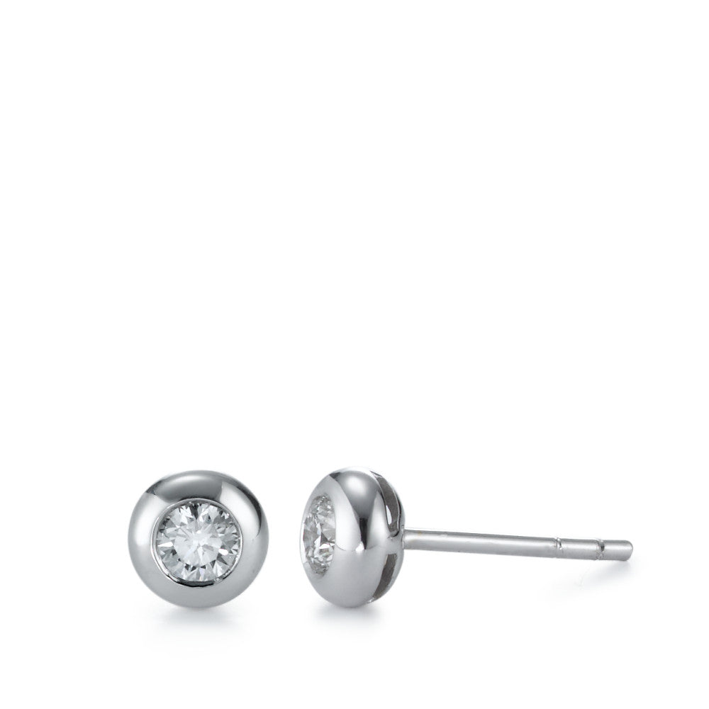 Örhängen med knoppar 750/18 K vitguld diamant 0.25 ct, 2 stenar, w-si Ø5.5 mm