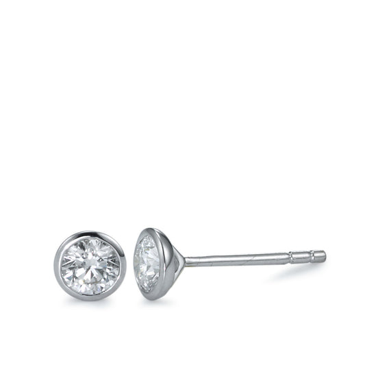 Örhängen med knoppar 750/18 K vitguld diamant 0.40 ct, 2 stenar, w-si Ø4.5 mm