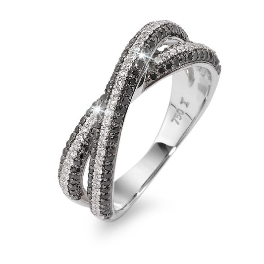 Finger ring 750/18 K vitguld diamant svart, 0.23 ct, 173 stenar, w-si