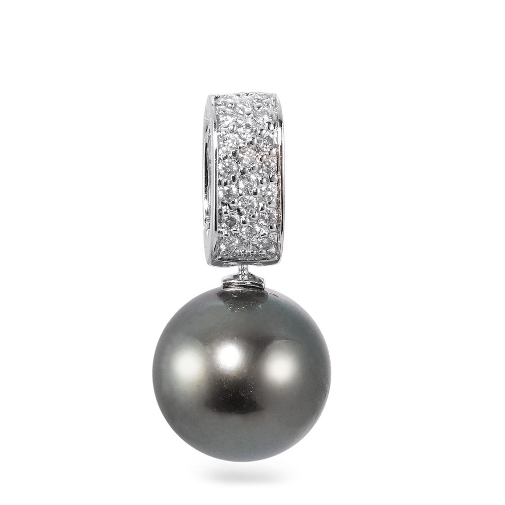Hängsmycke 750/18 K vitguld diamant 0.20 ct, 20 stenar, w-si Tahitisk pärla antracit, 12.5 mm