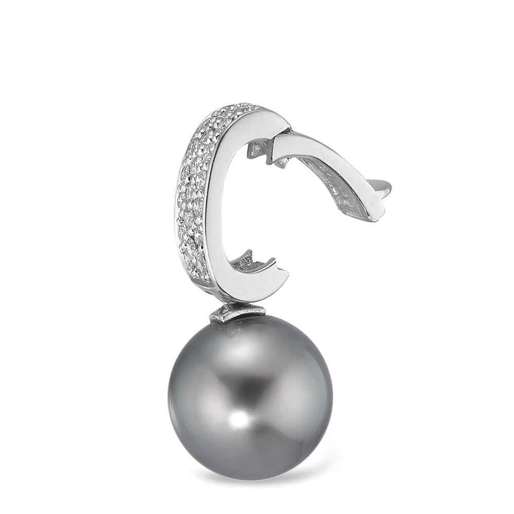 Hängsmycke 750/18 K vitguld diamant 0.20 ct, 20 stenar, w-si Tahitisk pärla antracit, 12.5 mm