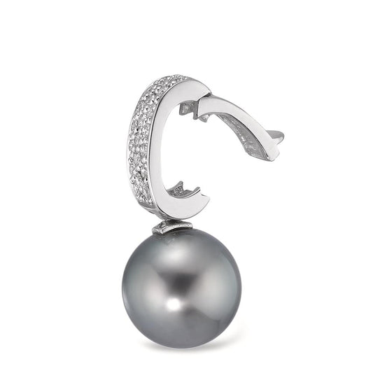 Hängsmycke 750/18 K vitguld diamant 0.20 ct, 20 stenar, w-si Tahitisk pärla antracit, 12.5 mm