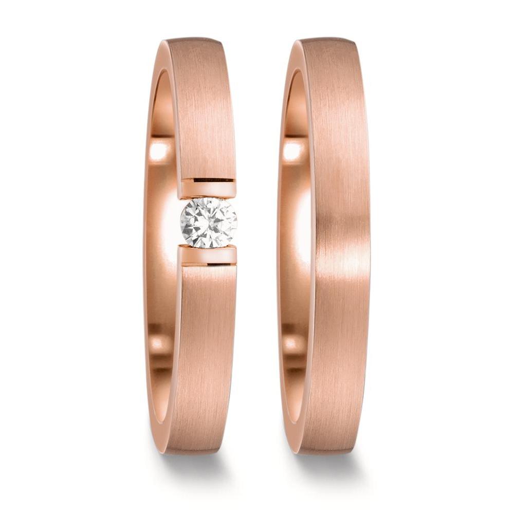 Partnerring 585/14 K roséguld diamant vit, 0.10 ct, w-si