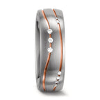 Partnerring 585/14 K vitguld, 585/14 K rött guld diamant vit, 0.06 ct, 9 stenar, w-si