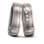 Partnerring 585/14 K vitguld, 585/14 K rött guld diamant vit, 0.06 ct, 9 stenar, w-si