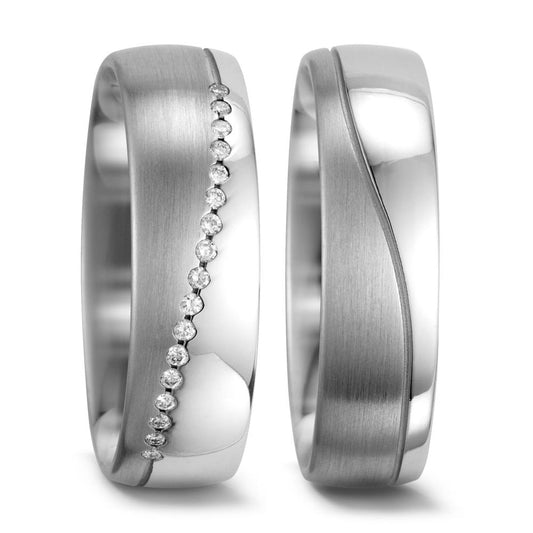 Partnerring 585/14 K vitguld diamant vit, 0.085 ct, 17 stenar, w-si